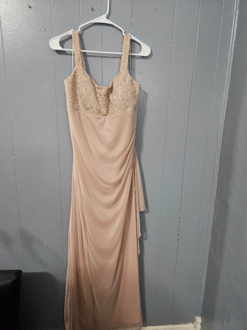 R&M Richards Beige Lace Bodice Formal Gown Maxi Dress Size 14